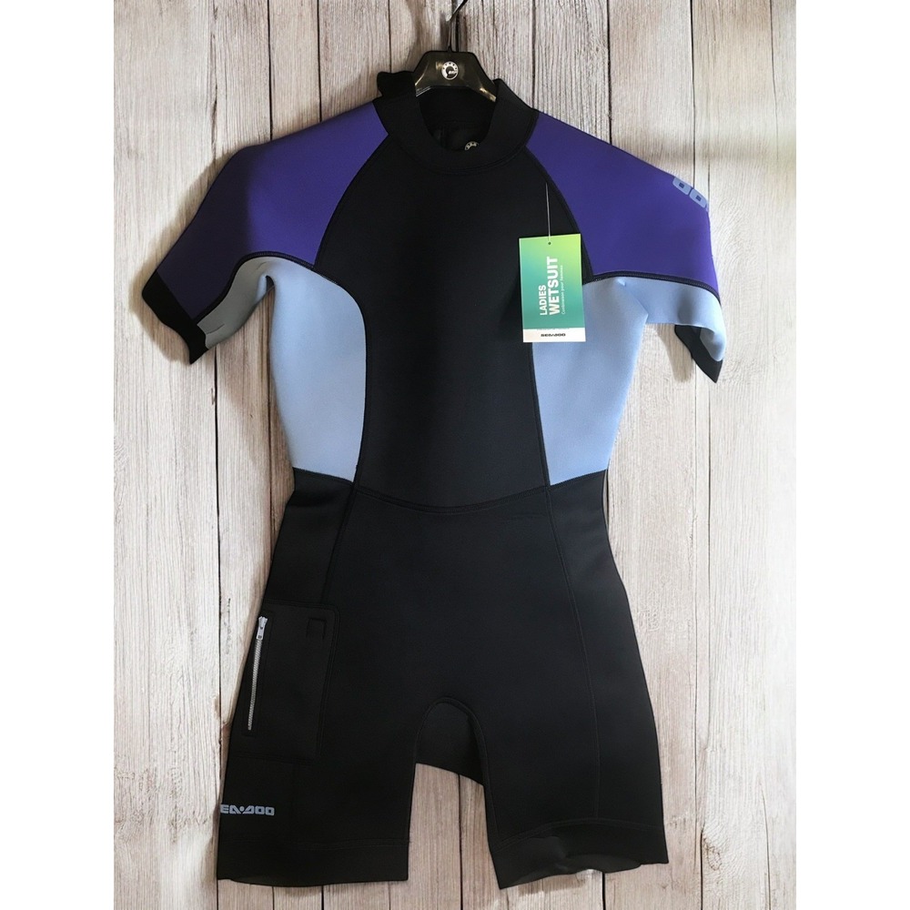 Seadoo Ladies 3 Mm Exotic Shorty Wetsuit Deep Purple Medium NEW In Plastic
